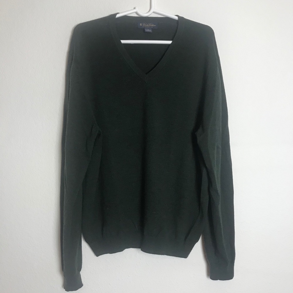 Brooks Brothers green merino wool sweater Sz LG